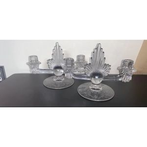 Fostoria art deco flame candlestick holders